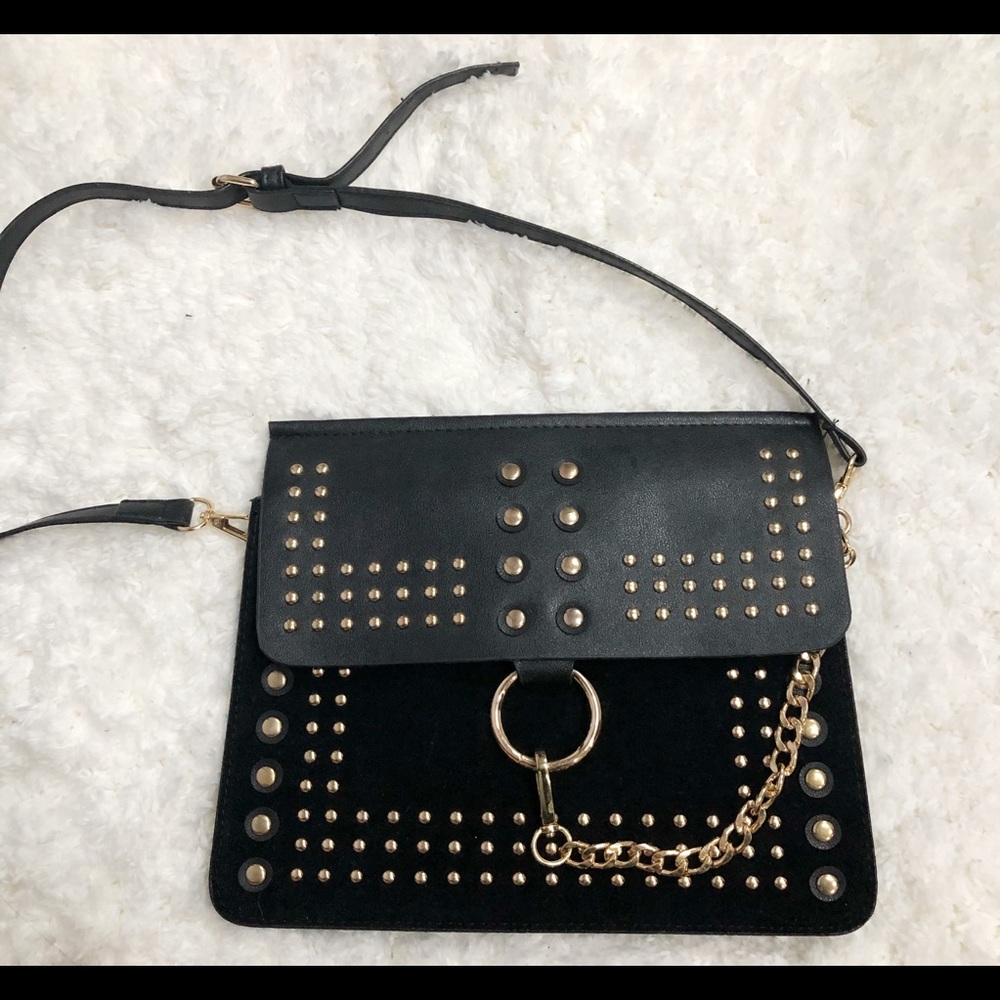 Black studded crossover bag